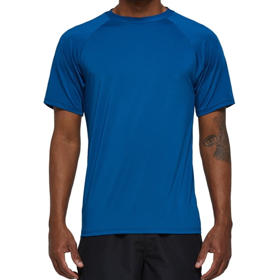 Weilanxin Swim Shirts Short Sleeve for Men Quick Dry Running UPF50+ Sun Protection Rash Guard Top BT3-PeacockBlue L
