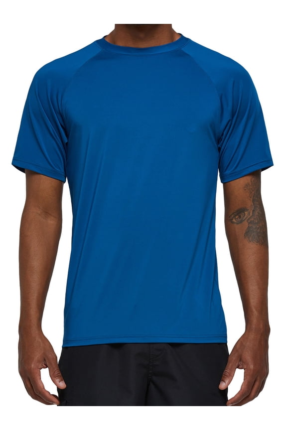 Swim Shirts Short Sleeve for Men Quick Dry Running UPF50+ Sun Protection Rash Guard Top BT3-PeacockBlue M