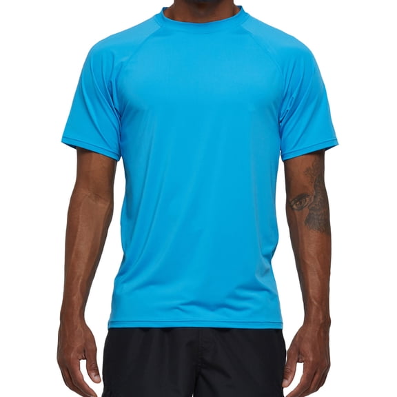 Weilanxin Swim Shirts Short Sleeve for Men Quick Dry Running UPF50+ Sun Protection Rash Guard Top BT3-SkyBlue S