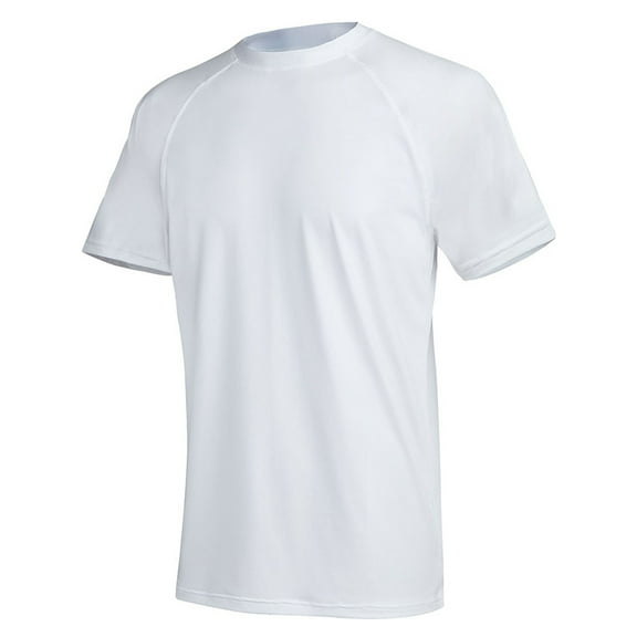 Weilanxin Swim Shirts Short Sleeve for Men Quick Dry Running UPF50+ Sun Protection Rash Guard Top BT3-White 4XL