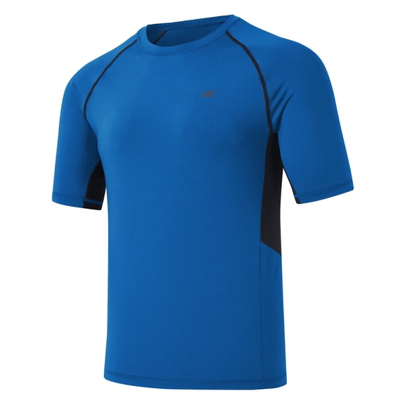 Weilanxin Swim Shirts Short Sleeve for Men Quick Dry Running UPF50  Sun Protection Rash Guard Top Blue 2XL