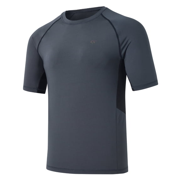 Weilanxin Swim Shirts Short Sleeve for Men Quick Dry Running UPF50  Sun Protection Rash Guard Top CharcoalGrey L