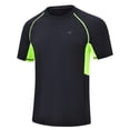 thumbnail image 1 of Weilanxin Swim Shirts Short Sleeve for Men Quick Dry Running UPF50+ Sun Protection Rash Guard Top Black+FluorescentGreen S, 1 of 8