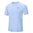 thumbnail image 1 of Weilanxin Swim Shirts Short Sleeve for Men Quick Dry Running UPF50+ Sun Protection Rash Guard Top LightBlue+White M, 1 of 8