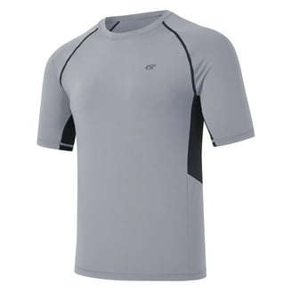 Mens Swim Tops Short Sleeve Swim Shirts UV Protection Swim Tee