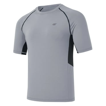 Weilanxin Swim Shirts Short Sleeve for Men Quick Dry Running UPF50  Sun Protection Rash Guard Top LightGrey M