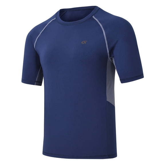 Weilanxin Swim Shirts Short Sleeve for Men Quick Dry Running UPF50+ Sun Protection Rash Guard Top NavyBlue L