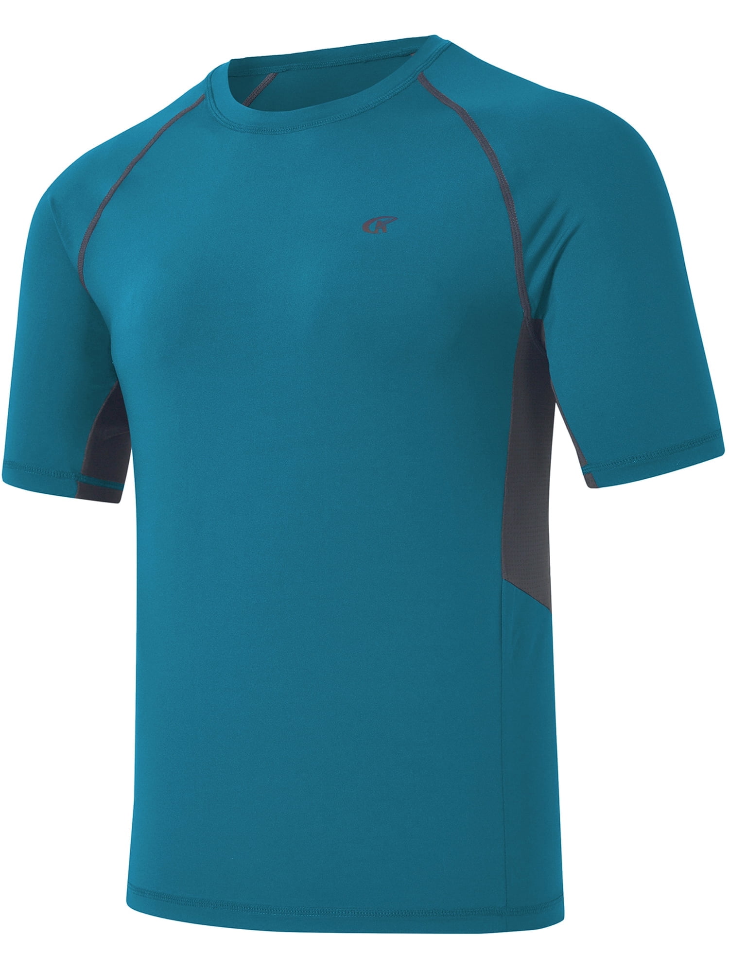 WEILANXIN Store Weilanxin Swim Shirts Short Sleeve for Men Quick Dry Running UPF50+ Sun Protection Rash Guard Top PeacockBlue M