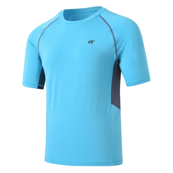 Weilanxin Swim Shirts Short Sleeve for Men Quick Dry Running UPF50+ Sun Protection Rash Guard Top SkyBlue 2XL