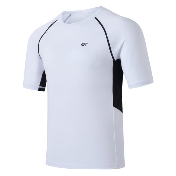 Weilanxin Swim Shirts Short Sleeve for Men Quick Dry Running UPF50+ Sun Protection Rash Guard Top White 2XL