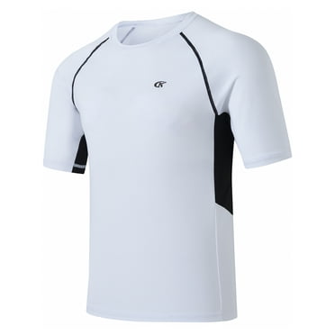 Weilanxin Swim Shirts Short Sleeve for Men Quick Dry Running UPF50+ Sun Protection Rash Guard Top White L