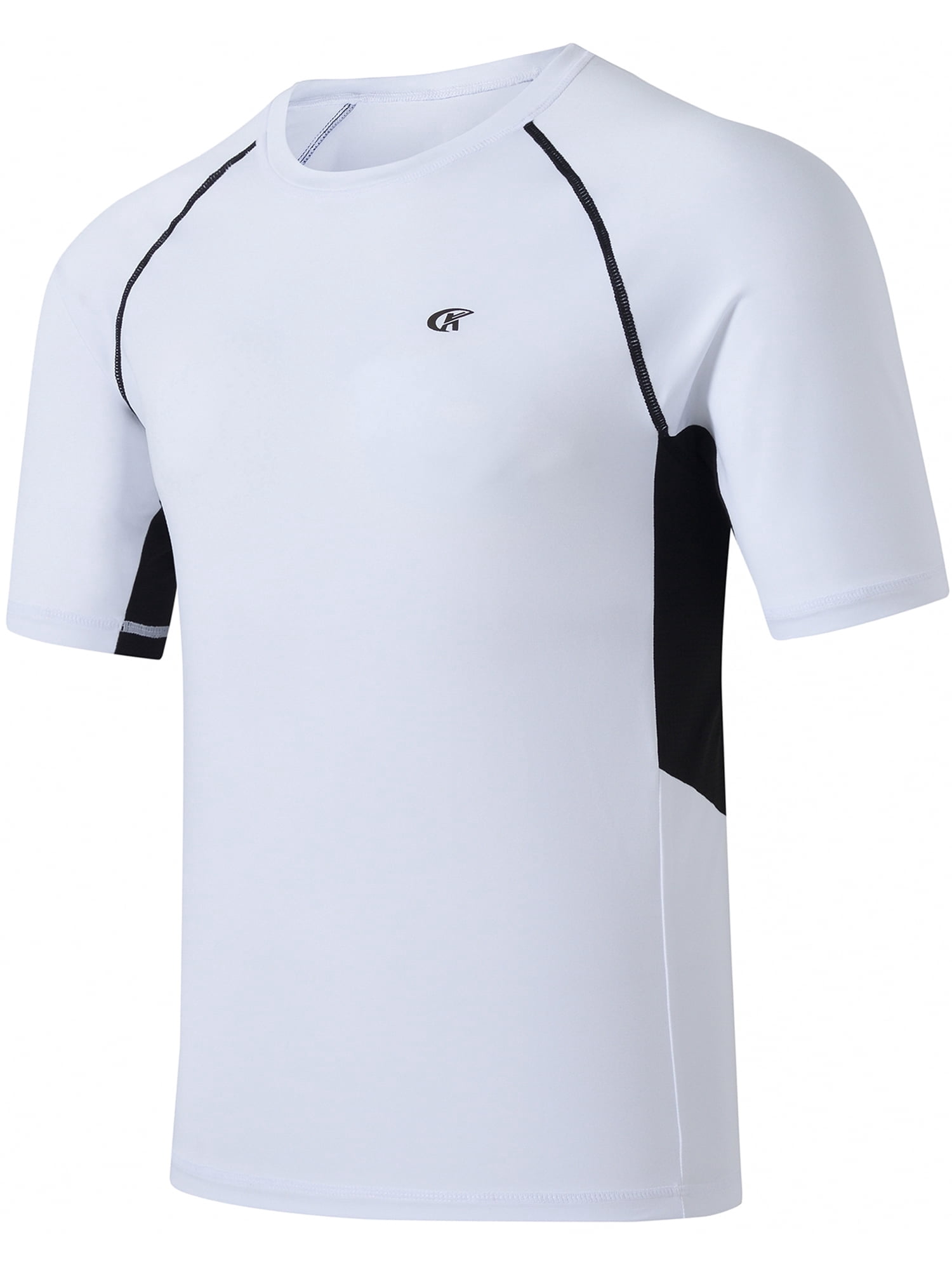 WEILANXIN Store Weilanxin Swim Shirts Short Sleeve for Men Quick Dry Running UPF50+ Sun Protection Rash Guard Top White XL