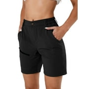 WEILANXIN Women's Hiking Cargo Shorts Quick Dry Active Golf Shorts Summer Travel Shorts with Zipper Pockets Water Resistant Size Black M