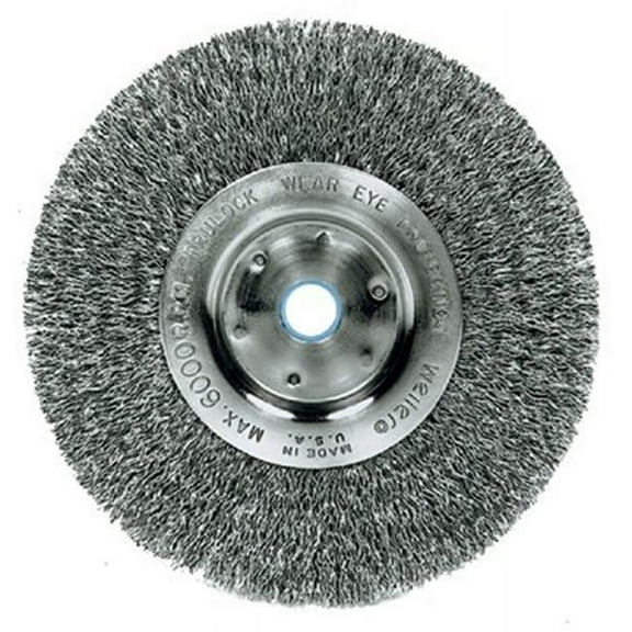 Weiler 1178 Wheel Brush: 8" Wheel Dia, Crimped 3/4" Hole, Steel, 6,000 RPM