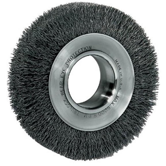 Wide-Face Crimped Wire Wheel, 6 in Dia. x 1 1/4 in W, 0.0118 in Steel, 6,000 rpm