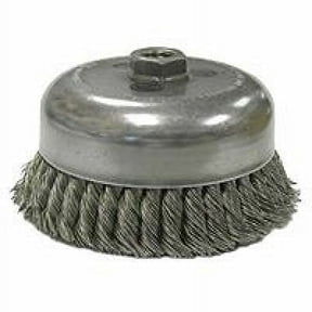 Heavy-Duty Knot Wire Cup Brush, 6 In Dia., 5/8-11 Unc Arbor, 1 3/8 X .