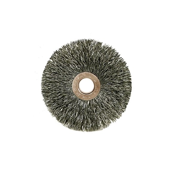 Weiler 16963 3" Crimped Wire Wheel, .0118"Stainless Steel Fill, 1/2"-3/8"Arbor Hole, Made in the USA