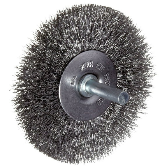 Weiler 36004 Vortec Pro 5/8"-1/2" Arbor, 6" Diameter, 0.014" Wire Size, Carbon Steel Bristles, Wide Face, Crimped Wire Wheel Brush