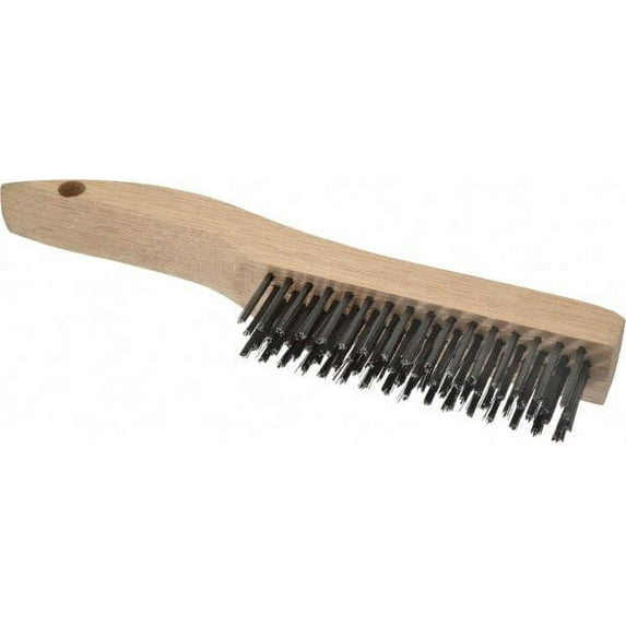 Weiler - 4 Rows x 16 Columns Steel Scratch Brush - 5" Brush Length, 10" OAL, 1-3/16" Trim Length, Wood Handle (12 Pack)