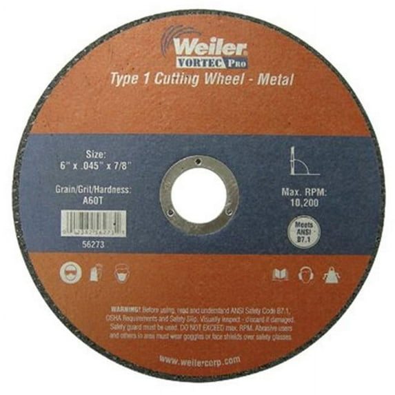 Weiler 56118 5 X 1/16 Wolv Ty1 C-o Whl A36t 7/8 Ah