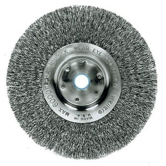 Weiler 804-01145 8 in. Narrow Crimped Wire Wheel, .008, .63 in. A.H. -Tln-8