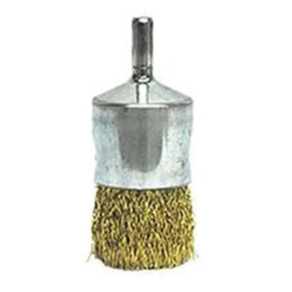 Weiler Crimped Wire End Wire Brush, Brass, 1" 93804