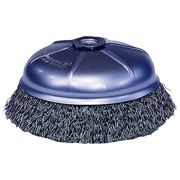 Weiler 0.014 in (Dia) x 7/8 in (L) CS Wire CRA-3 Crimped Cup Brush 5/8-11 3 1/2 in (Dia) 804-13181