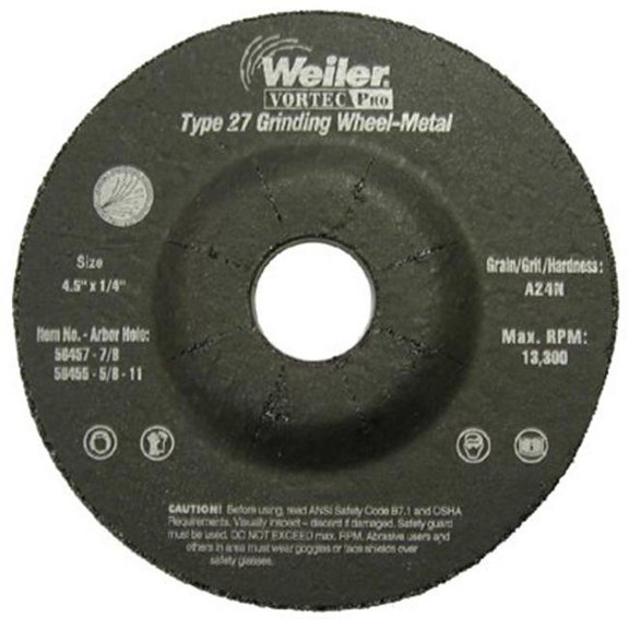 Weiler 804-56457 4-1-2 Inch X 1-4 Inch Type 27 Grinding A24N