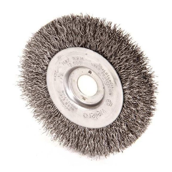Weiler Crimped Wire Wheel Wire Brush, Arbor, 4" 90859