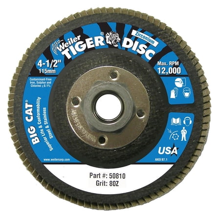 WEILER Big Cat High Density Flat Style Flap Discs Grit 80 (804-50810)