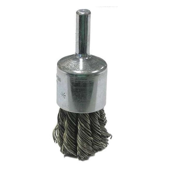 Weiler Wolverine 3/4" Knot Wire End Brush .014" Steel Fill 1/4" Stem 36286