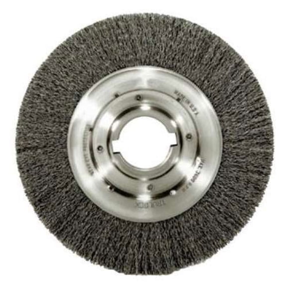 Weiler Medium Crimped Wire Wheel, 8 in D x 1 in W, .0118 in Stainless Steel, 4,000 rpm