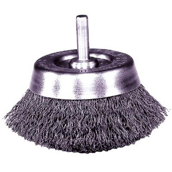 Weiler Stem-Mounted Crimped Wire Cup Brush, 2 in Dia., .0118 in Steel Wire - 1 EA (804-14306)