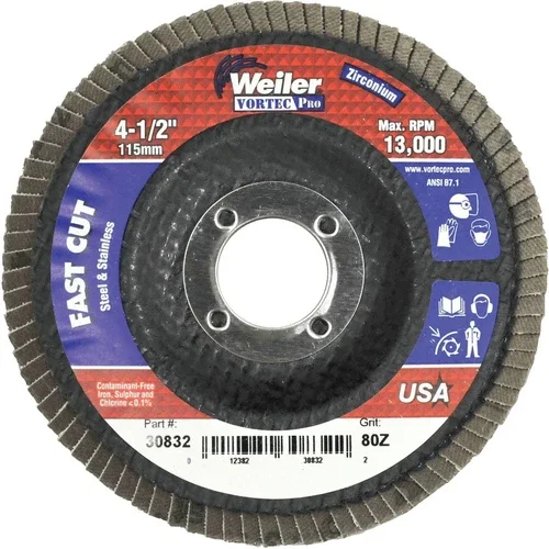 Weiler Vortec 4-1/2 In. X 7/8 In. 80-Grit Type 29 Angle Grinder Flap Disc 30832