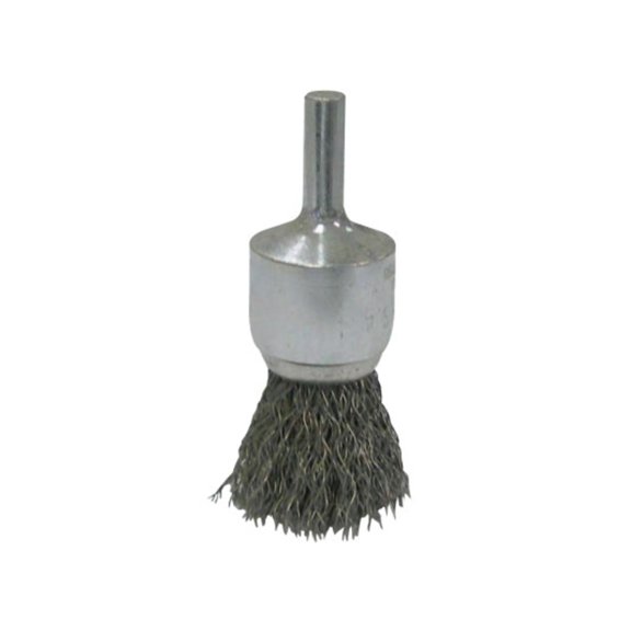 Vortec Pro Stem Mtd Crimped Wire End Brushes, Carbon, 1 in Dia, .006 Wire Pack of 10