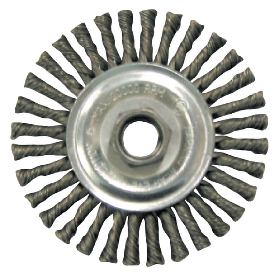 Weiler Wire Wheel 4 " Narrow Face, Stringer Bead Knot 20000 Rpm Coarse 5/8 " -11 Arbor