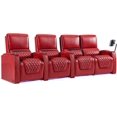 thumbnail image 1 of Weilianda Astronaut Zero Gravity Home Theater Seating Top Grain Leather Recliner Sofa Power Headrest Footrest with Carbon Fiber Tray Table, Tablet Stand, Cup Holders Row of 4 Loveseat Right Red, 1 of 5