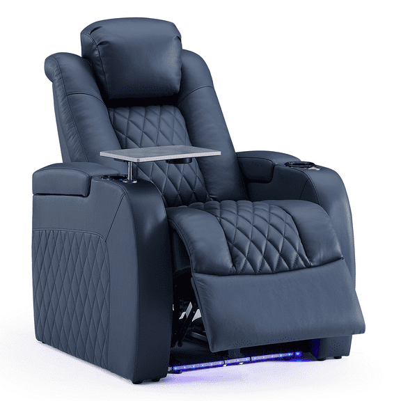 Weilianda Electric Home Theater Recliner Sofa, Leather Recliner Chair Power Gaming Seating, Swivel Tray Table,USB Ports and Two Cup Holders,Bedroom & Living Room Sofa Chair(Row of 1)