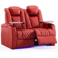 thumbnail image 1 of Weilianda Home Theater Seating Top Grain Leather Recliner Chair Dual Power Movie Gaming Sofa Electric Headrest with Tray Table Type-C USB Charge Cup Holders (Row of 2 Loveseat, Red), 1 of 1