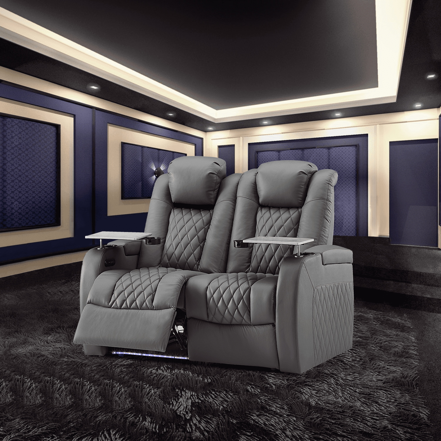Weilianda Home Theater Seating Top Grain Nappa Leather Recliner Chair