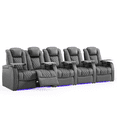 thumbnail image 1 of Weilianda Home Theater Seating Top Grain Nappa Leather Recliner Chair Dual Power Movie Gaming Sofa Electric Headrest with Tray Table Type-C USB Charge Cup Holders (Row of 5 Loveseat Right), 1 of 8