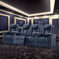 thumbnail image 1 of Weilianda Home Theater Seating Top Grain Nappa Leather Recliner Chair Dual Power Movie Gaming Sofa Electric Headrest with Tray Table Type-C USB Charge Cup Holders (Row of 4 Loveseat Middle), 1 of 8