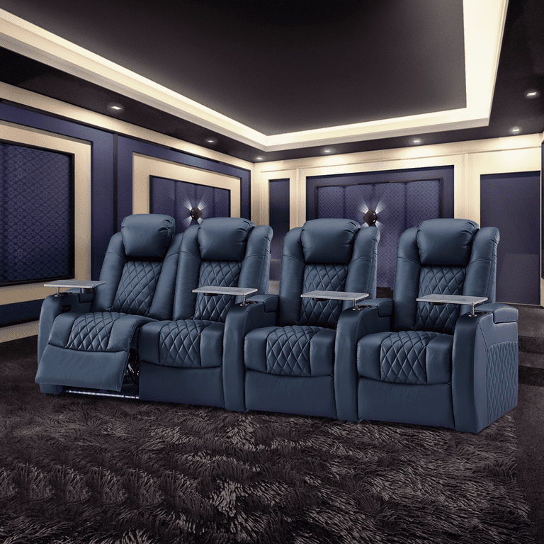 Top grain leather theater seating top