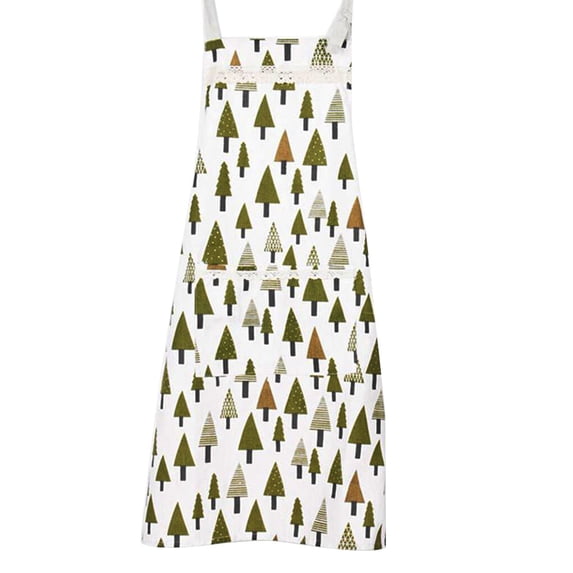 Weilifangwps Polar Bear Hedgepig Pine Tree Printed Cotton Linen Apron Cute Animal Cooking Kitchen Baking BBQ Party Sleeveless Cloth No.01