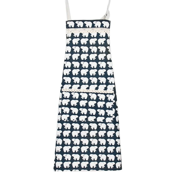 Weilifangwps Polar Bear Hedgepig Pine Tree Printed Cotton Linen Apron Cute Animal Cooking Kitchen Baking BBQ Party Sleeveless Cloth No.02