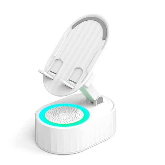 Wireless Induction Audio Bluetooth Speaker 5 in1 Cellphone Holder Emergency Charging (3000mAh) USB Portable Power Smartphone Tablet Stand with Colorful Ambient Light