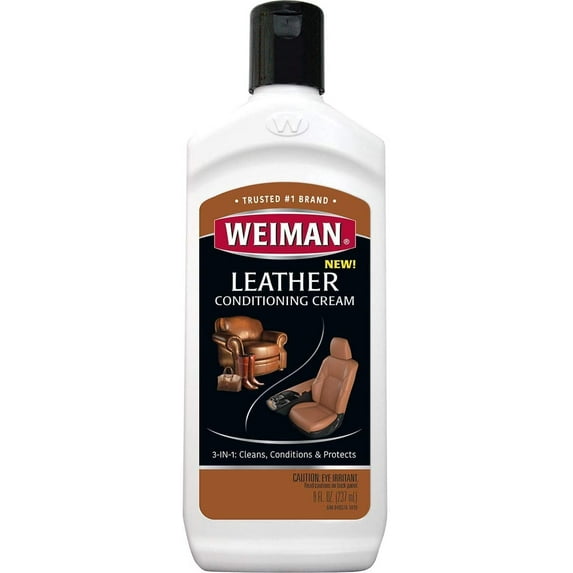 Weiman 3 in 1 Deep Leather Cleaner & Conditioner Cream - Restores Leather Surfaces - Use on Leather Furniture, Car Seats, Shoes, Bags, Jackets, Saddles