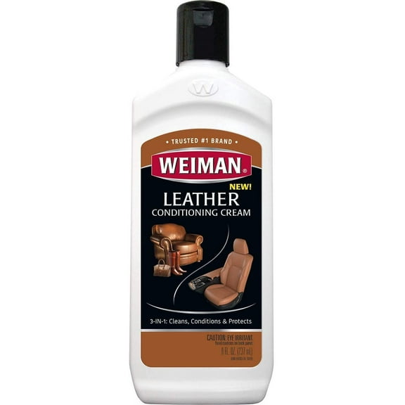 Weiman 3 in 1 Deep Leather Cleaner & Conditioner Cream - Restores Leather Surfaces - Use on Leather Furniture, Car Seats, Shoes, Bags, Jackets, Saddles