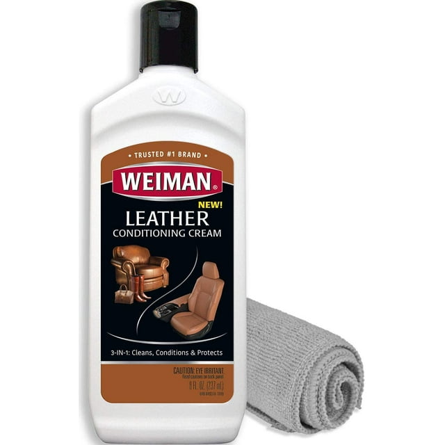 Weiman 3 in 1 Deep Leather Conditioner Cream 8 fl oz (Plus Microfiber