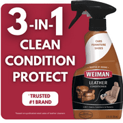 Weiman 3-In-1 Leather Cleaner & Conditioner for Furniture, Car Seats, Bags & Shoes, UVX Protection, 16oz
